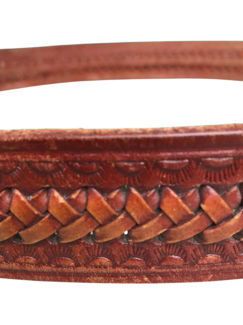 United States Of America. Brass Buckle on Leather Weaved Braided Belt. Size 40.